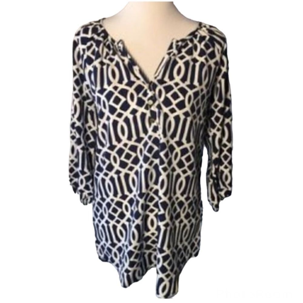 Mud Pie Women's Blue/White Top Size S